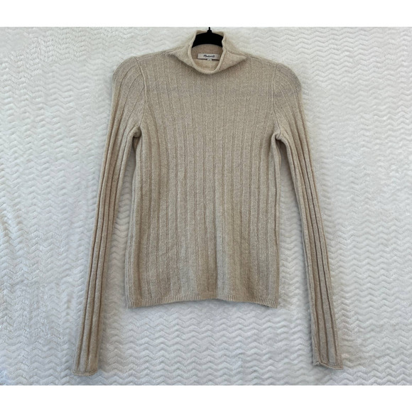Madewell Sweaters - Madewell Evercrest Turtleneck Sweater Heather Quinoa Cream Beige Merino Sz XS